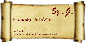 Szabady Jolán névjegykártya